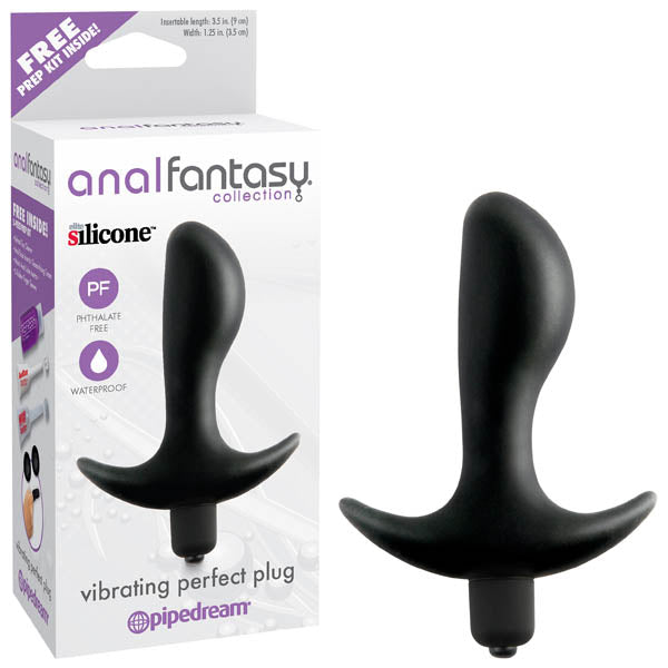 Anal Fantasy Collection Vibrating Perfect Plug - Black 9 cm (3.5'') Vibrating Butt Plug