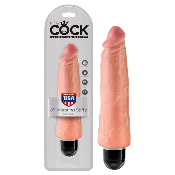 King Cock 8'' Vibrating Stiffy - Flesh 20.3 cm Vibrating Dong