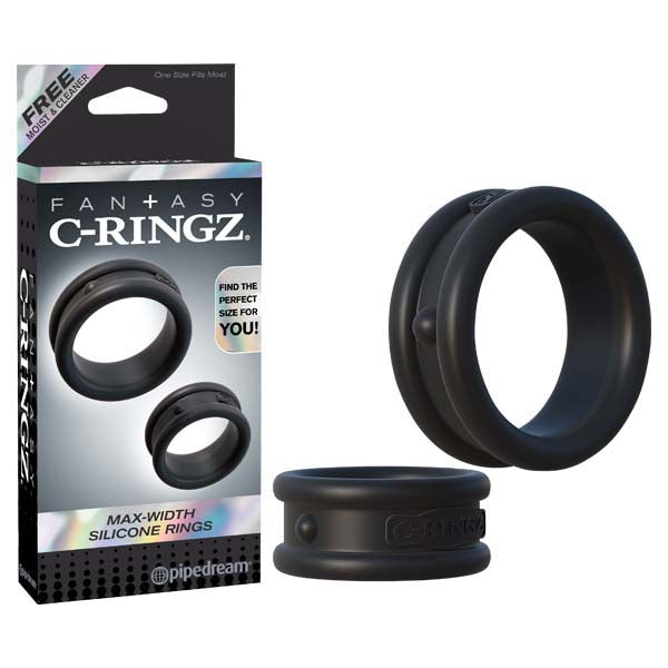 Fantasy C-Ringz Max Width Silicone Rings - Black Set of 2