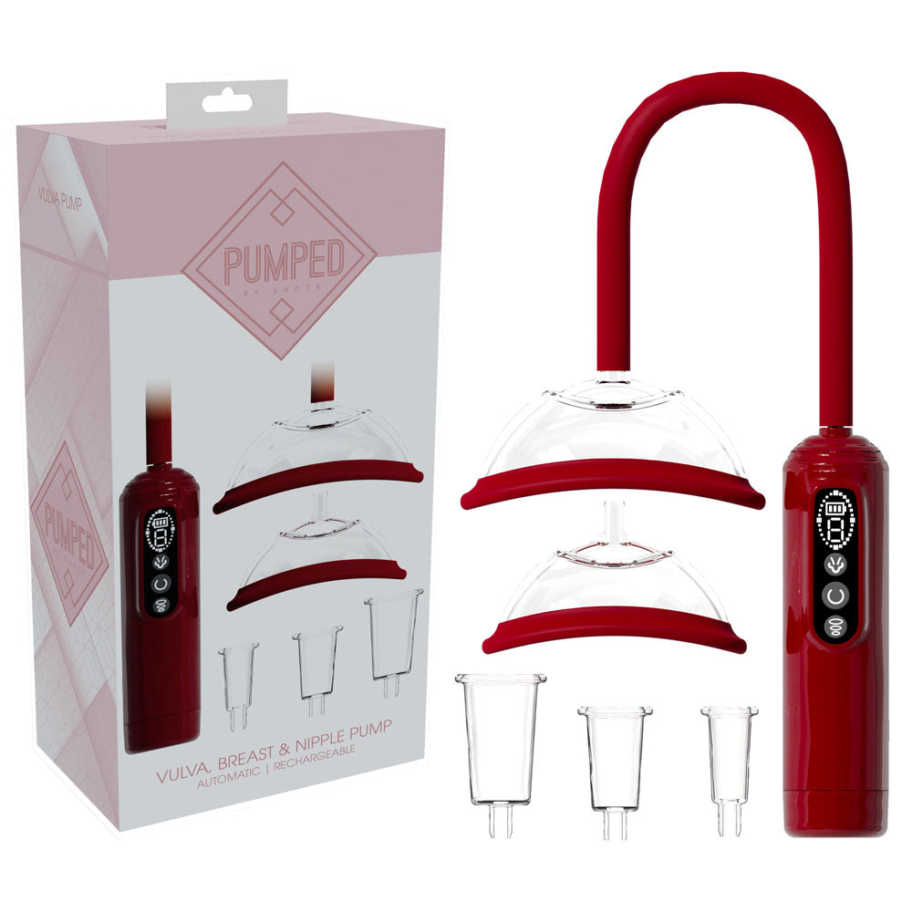 USB Rechargeable Breast Vulva Nipple Pump Set For Women Red