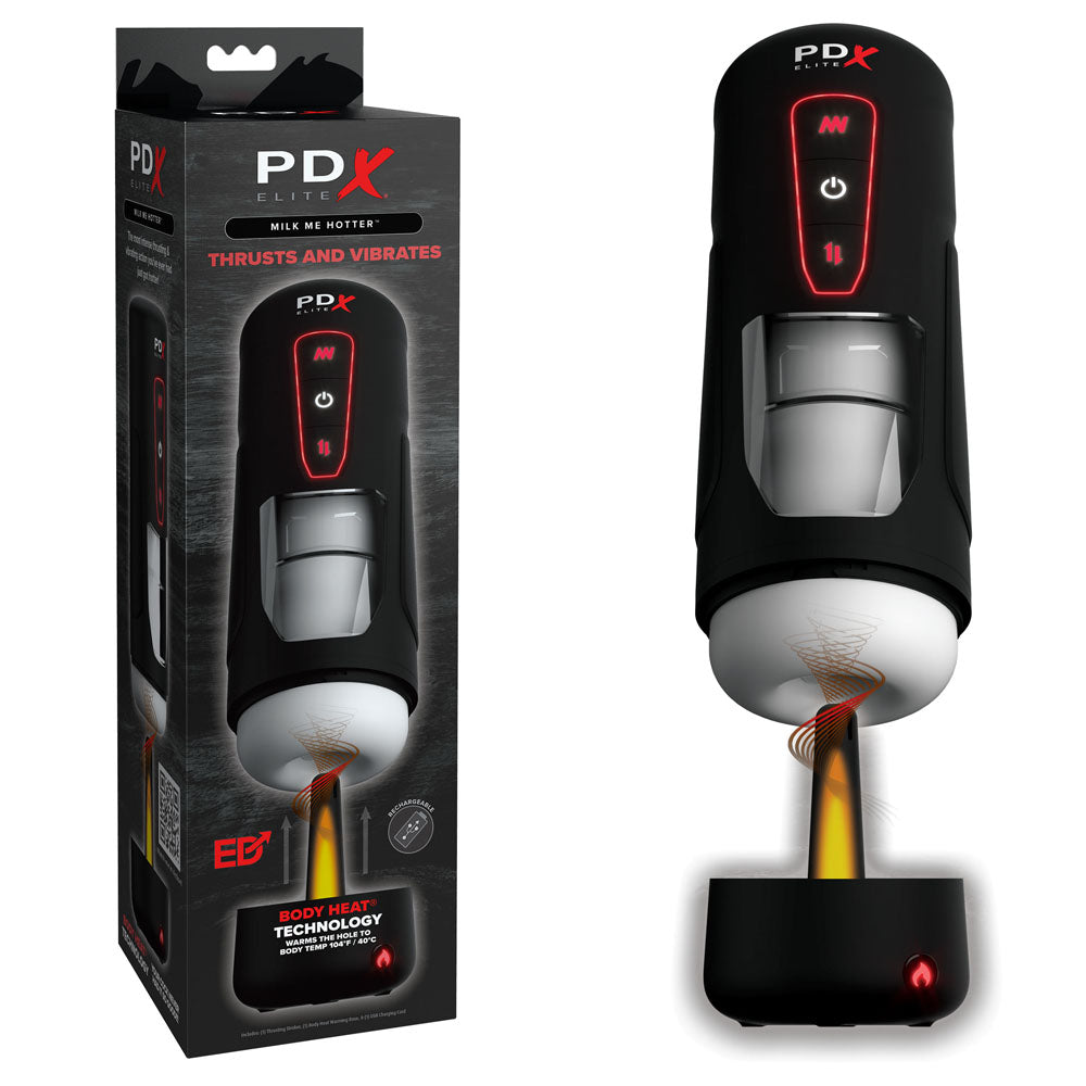 PDX Elite Milk Me Hotter - Thrusting Heating & Vibrating Auto Stroker