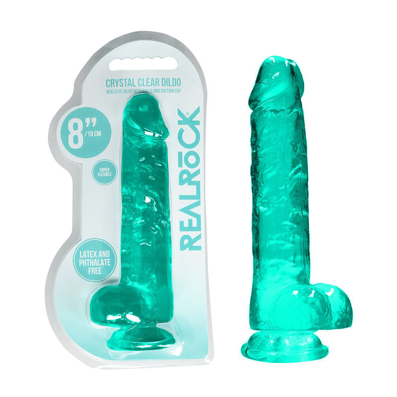 REALROCK 8'' Realistic Dildo With Balls - Turquoise 20.3 cm Dong