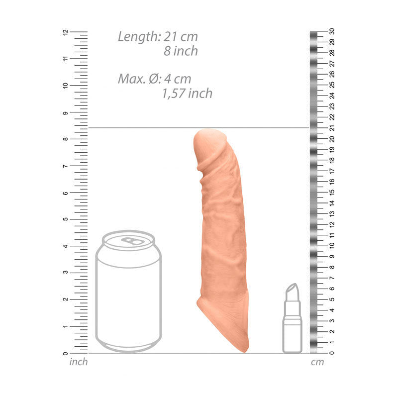 REALROCK 8'' Realistic Penis Extender with Rings - Flesh 20.3 cm Penis Extension Sleeve