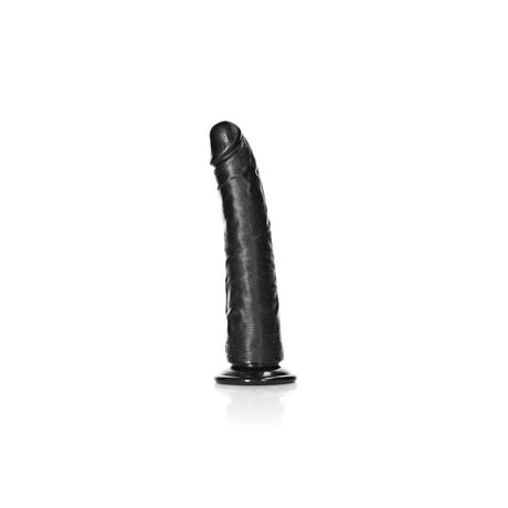 REALROCK Realistic Slim Dildo with Suction Cup - Black (8'')