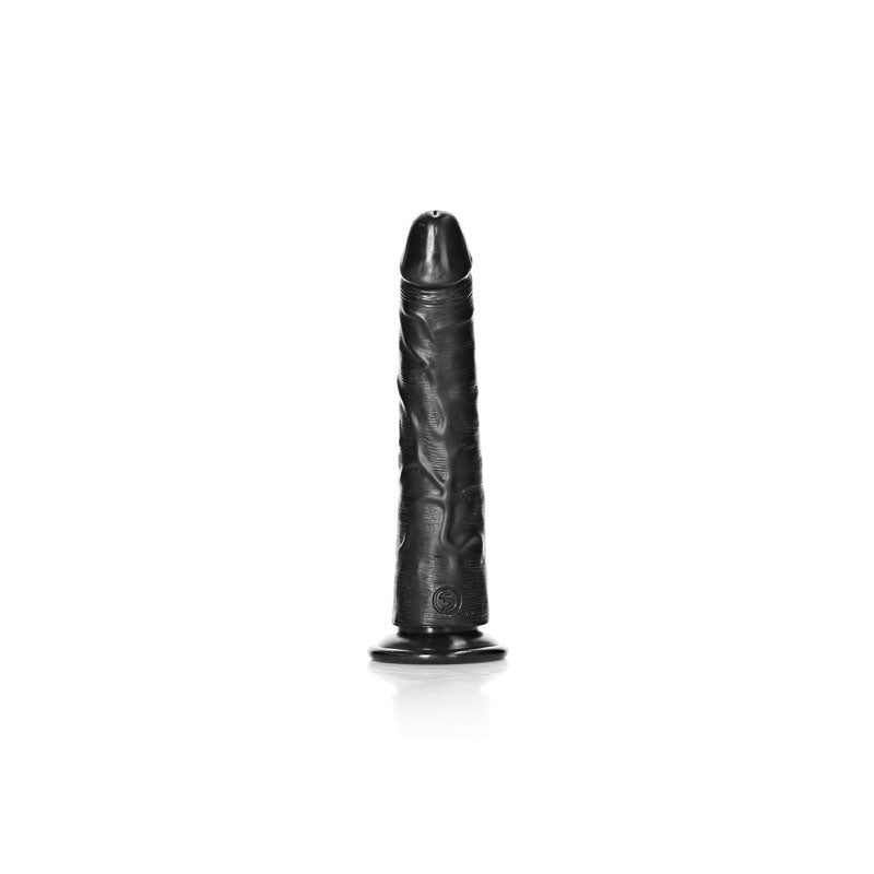 REALROCK Realistic Slim Dildo with Suction Cup - Black (8'')