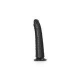 REALROCK Realistic Slim Dildo with Suction Cup - Black (8'')