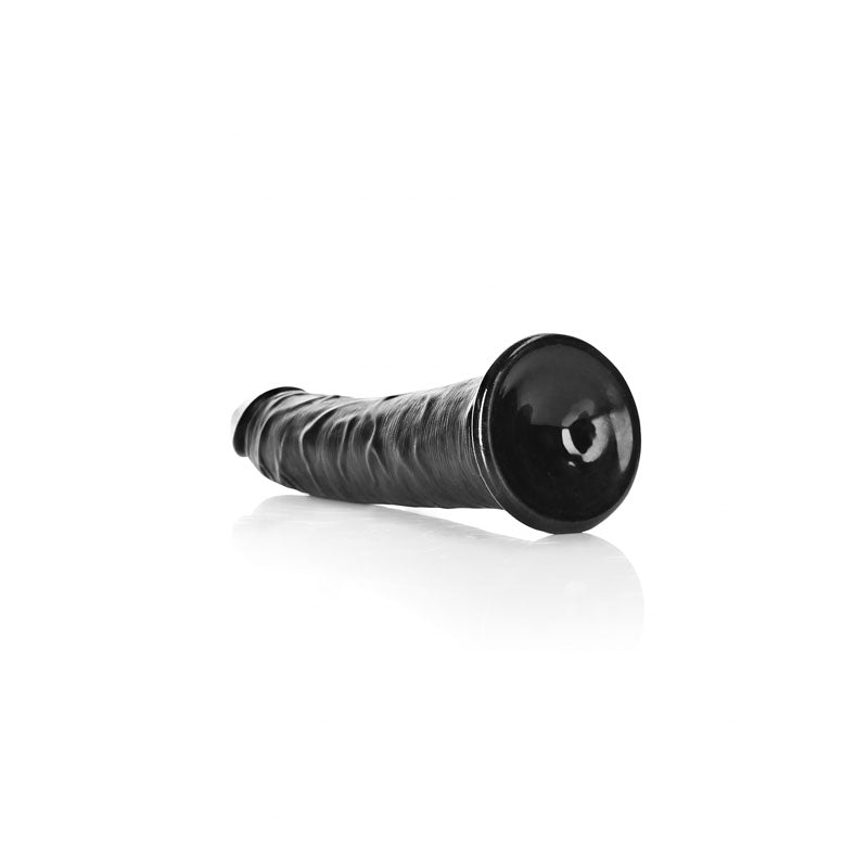 REALROCK Realistic Slim Dildo with Suction Cup - Black (8'')