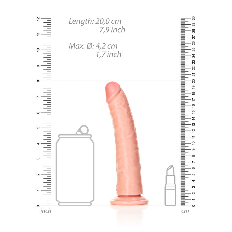 REALROCK Realistic Slim Dildo with Suction Cup -  (8'')