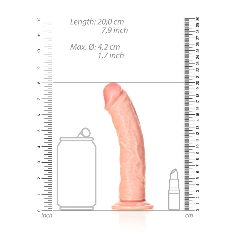 REALROCK Realistic Regular Curved Dildo with Suction Cup - 18 cm - Flesh 18 cm (7'') Dong