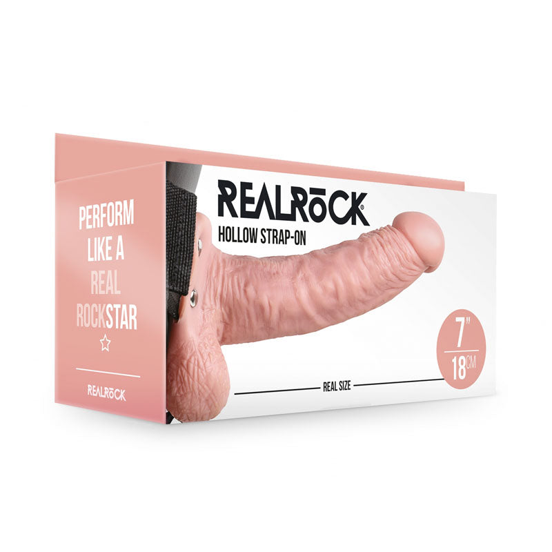 REALROCK Hollow Strap-On with Balls - 18 cm Flesh - Flesh 18 cm Hollow Strap-On