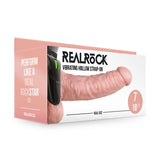 REALROCK Vibrating Hollow Strapon + Balls - 18cm Flesh