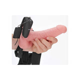 REALROCK Vibrating Hollow Strapon + Balls - 18cm Flesh