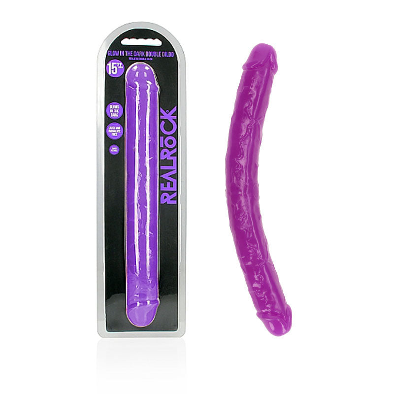 REALROCK 38 cm Double Dong Glow - Purple - Purple 38 cm (15'') Double Dong