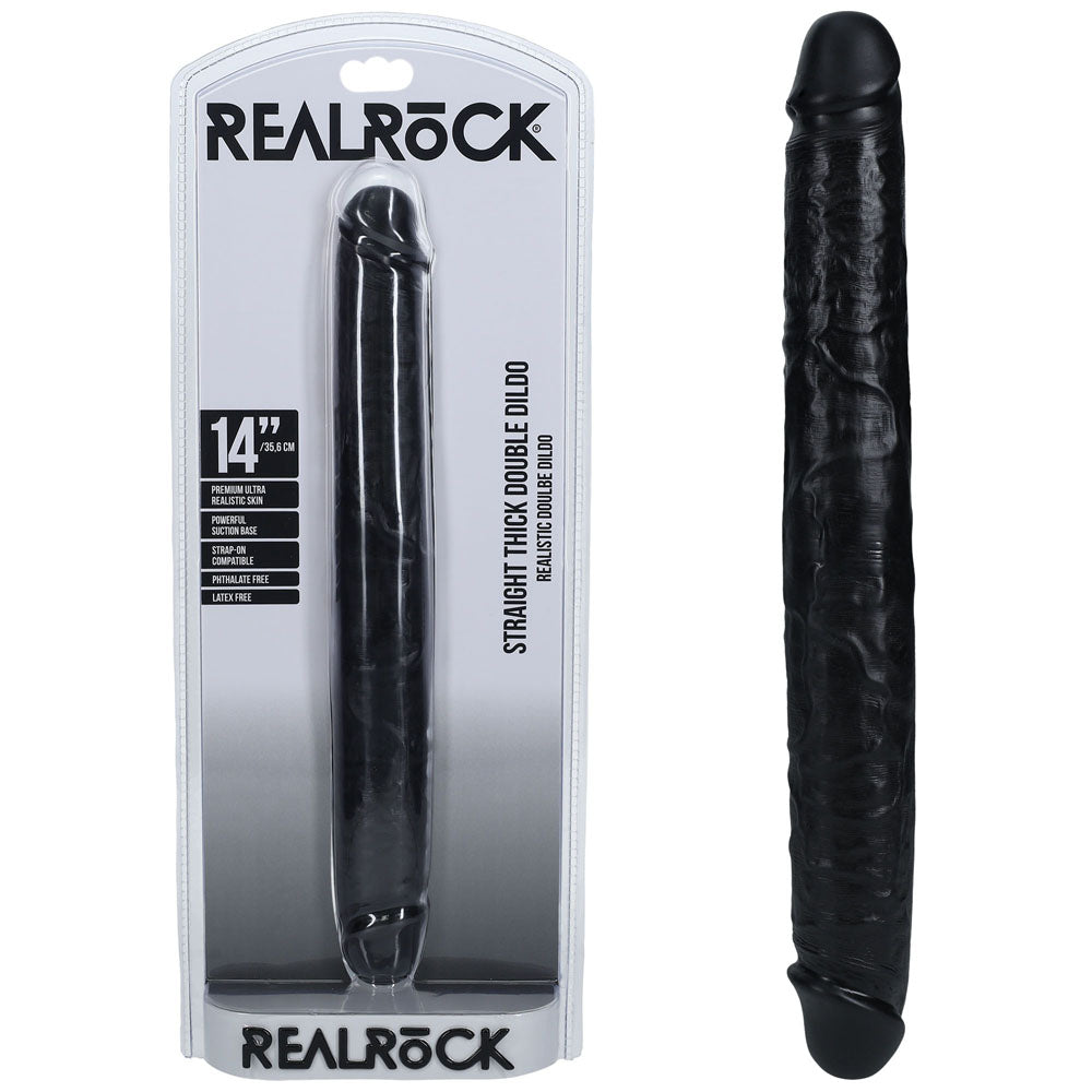 REALROCK 35cm Thick Double Dildo - Black - Black 35 cm (14'') Thick Double Dong