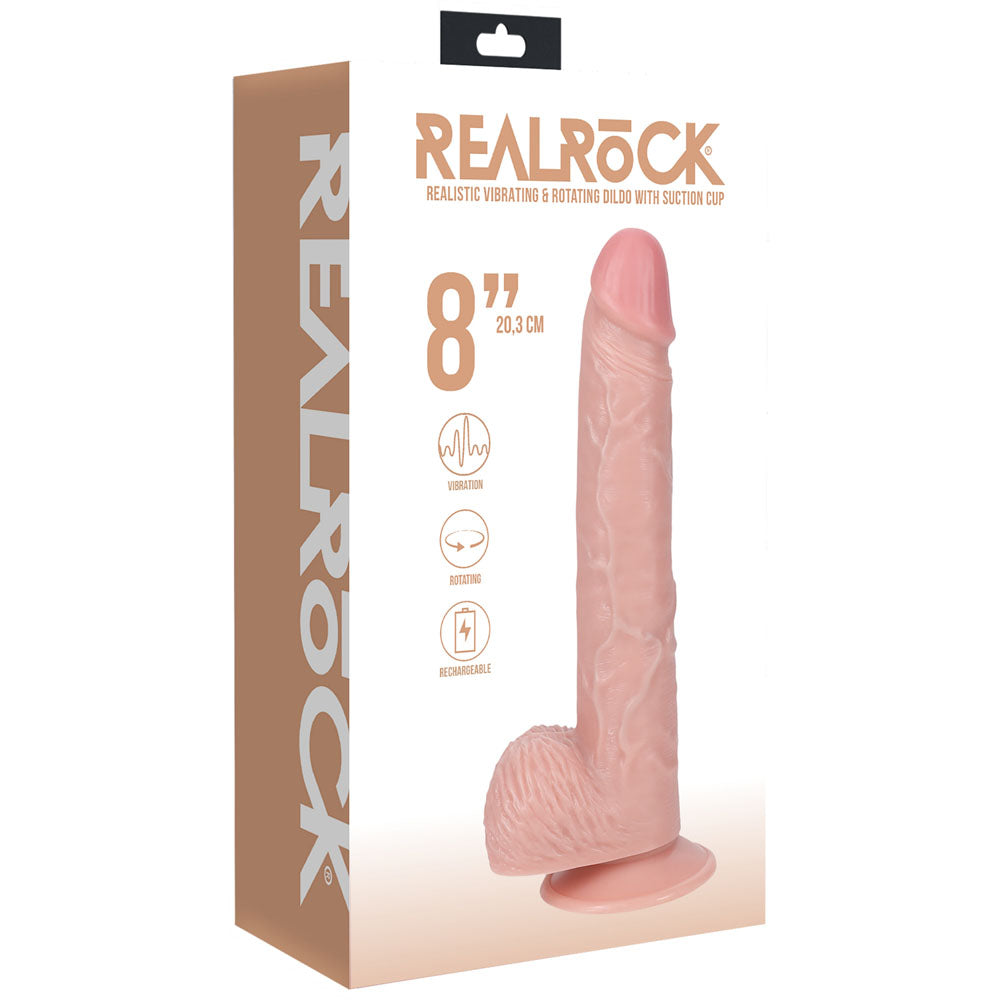 REALROCK 20cm Vibrating + Rotating Cock + Balls - Flesh