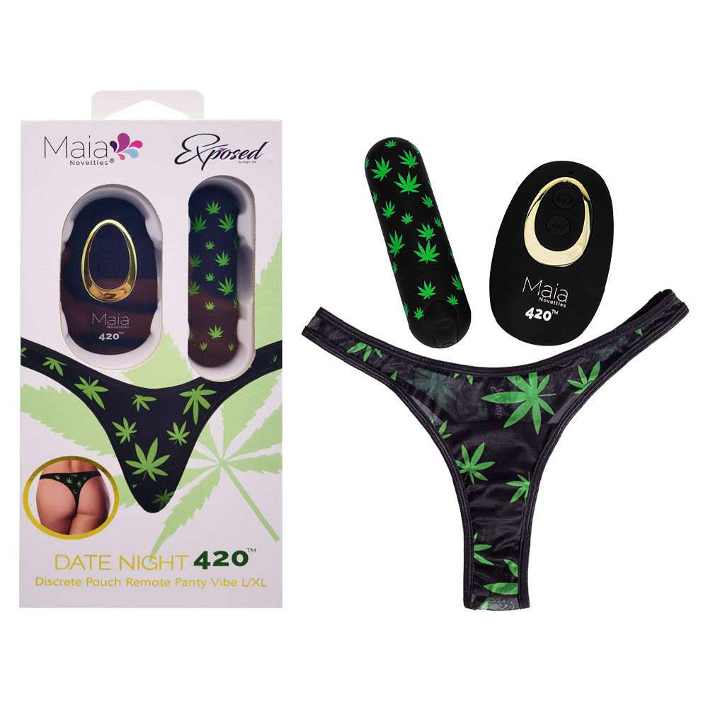 Maia DATE NIGHT 420 PANTY VIBE - Black S/M 420 Panty with Rechargeable Bullet & Remote