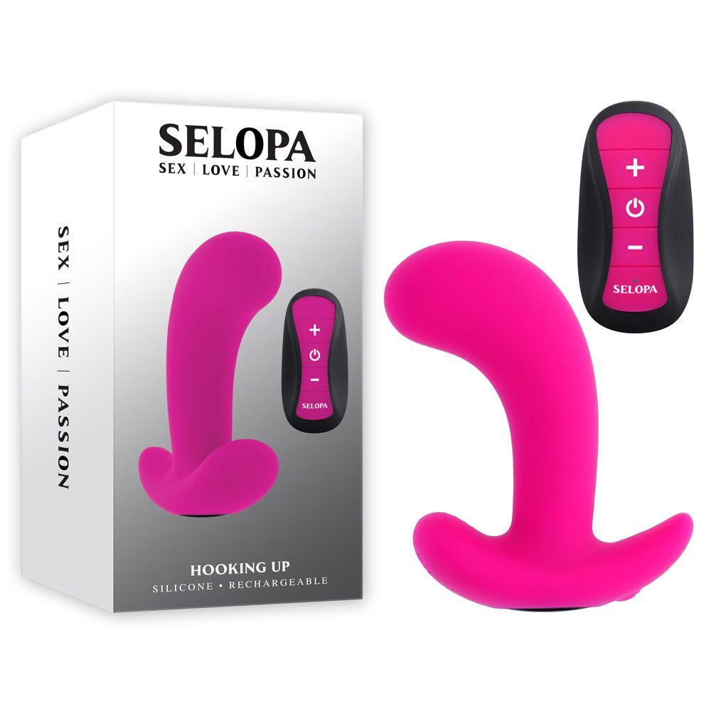 Selopa HOOKING UP - Pink 9.5 cm USB Rechargeable Vibrator with Wireless Remote