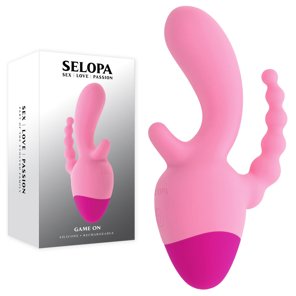 Selopa Game On Pink Usb Rechargeable Mini Triple Stimulator For Her