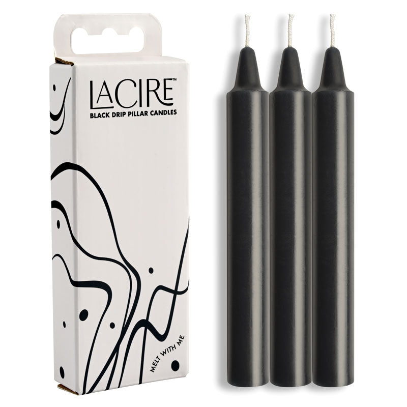 LaCire Drip Pillar Candles - Black - Black Drip Candles - Set of 3