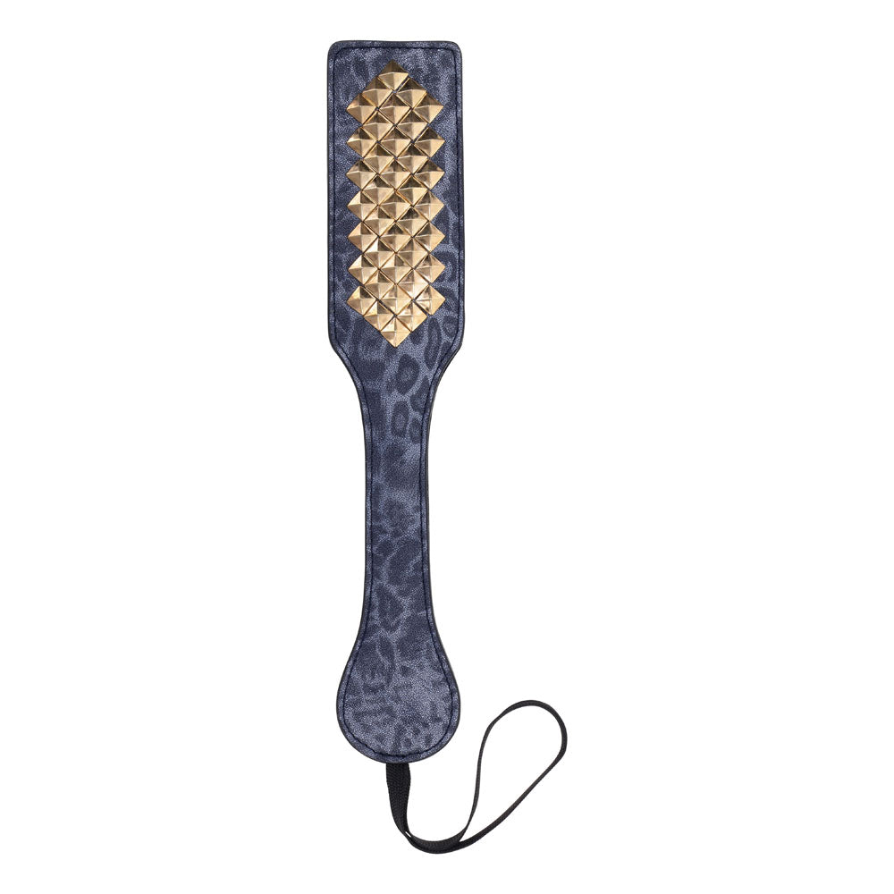 Sex & Mischief Cougar Studded Paddle - Navy Blue Paddle with Gold Studs