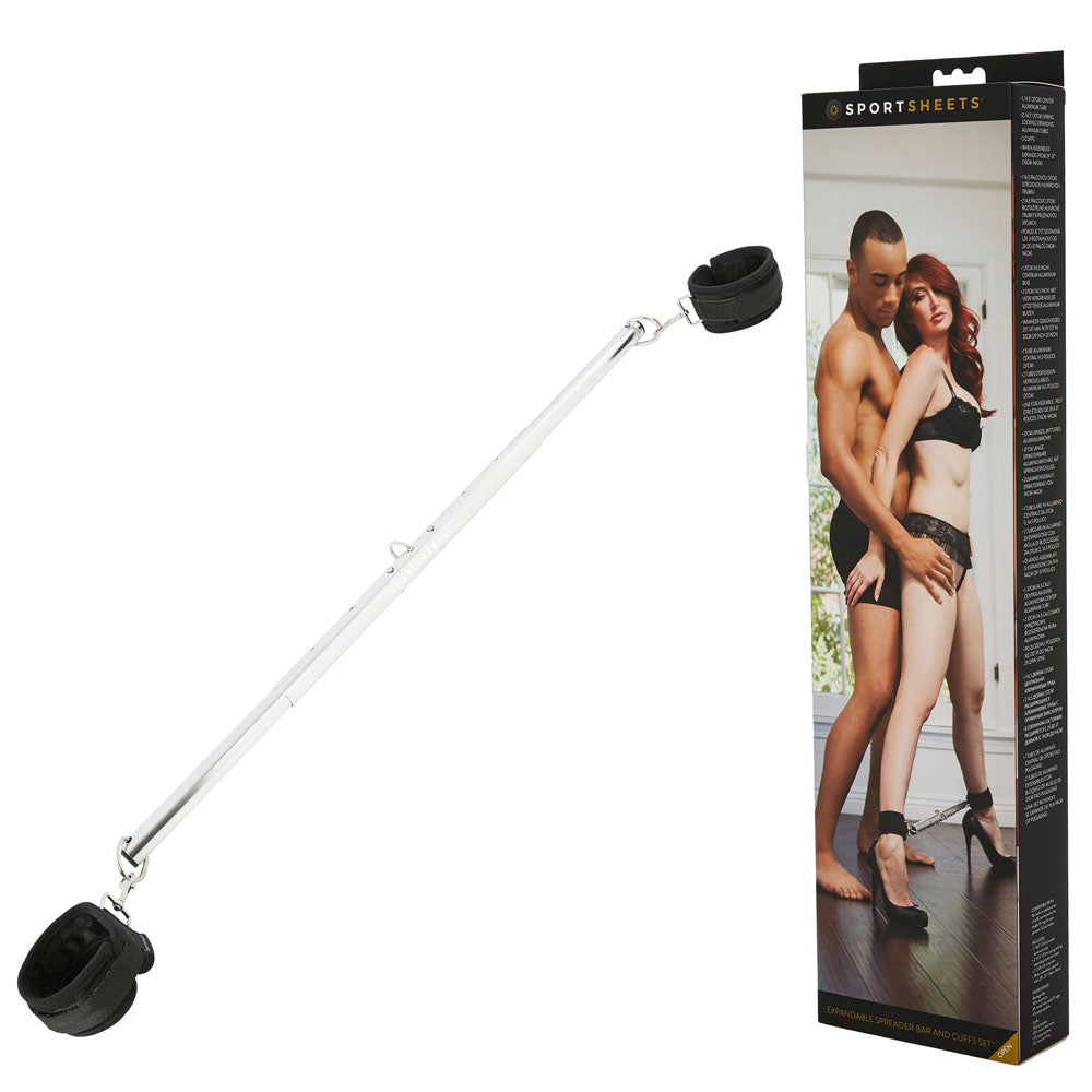 Sportsheets Expandable Metal Spreader Bar With Padded Cuffs Kit