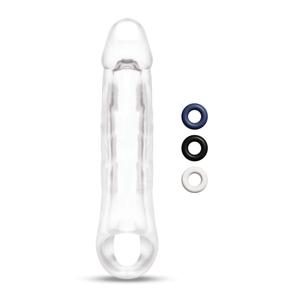 Size Up 2 Inch See-Thru Penis Extender with Ball Loop - Clear 5 cm (2'') Penis Extension Sleeve