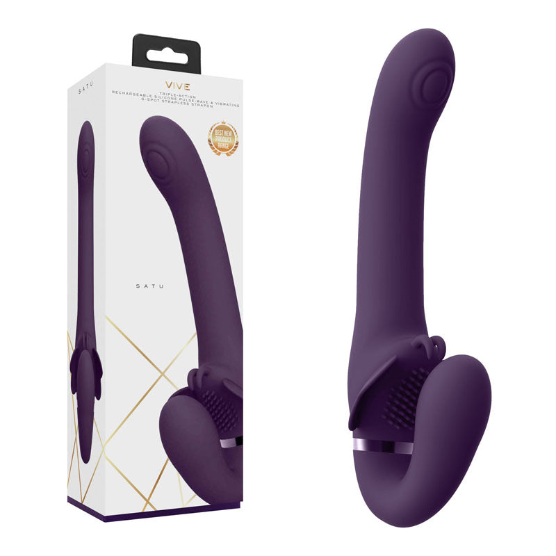 Vive SATU - Purple 23 cm USB Rechargeable Strapless Strap-On