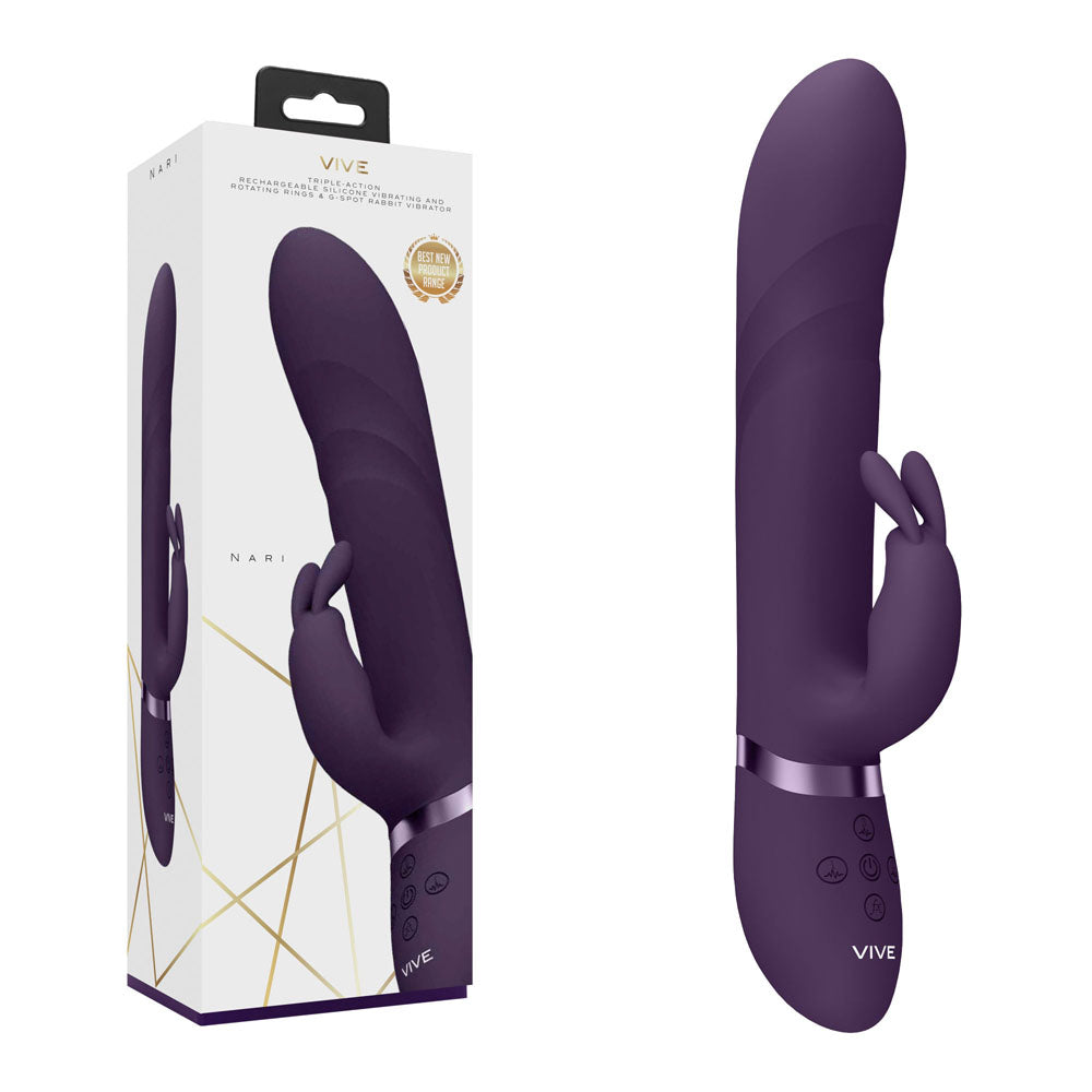 VIVE Nari - Purple - Purple 24.1 cm USB Rechargeable Rabbit Vibrator