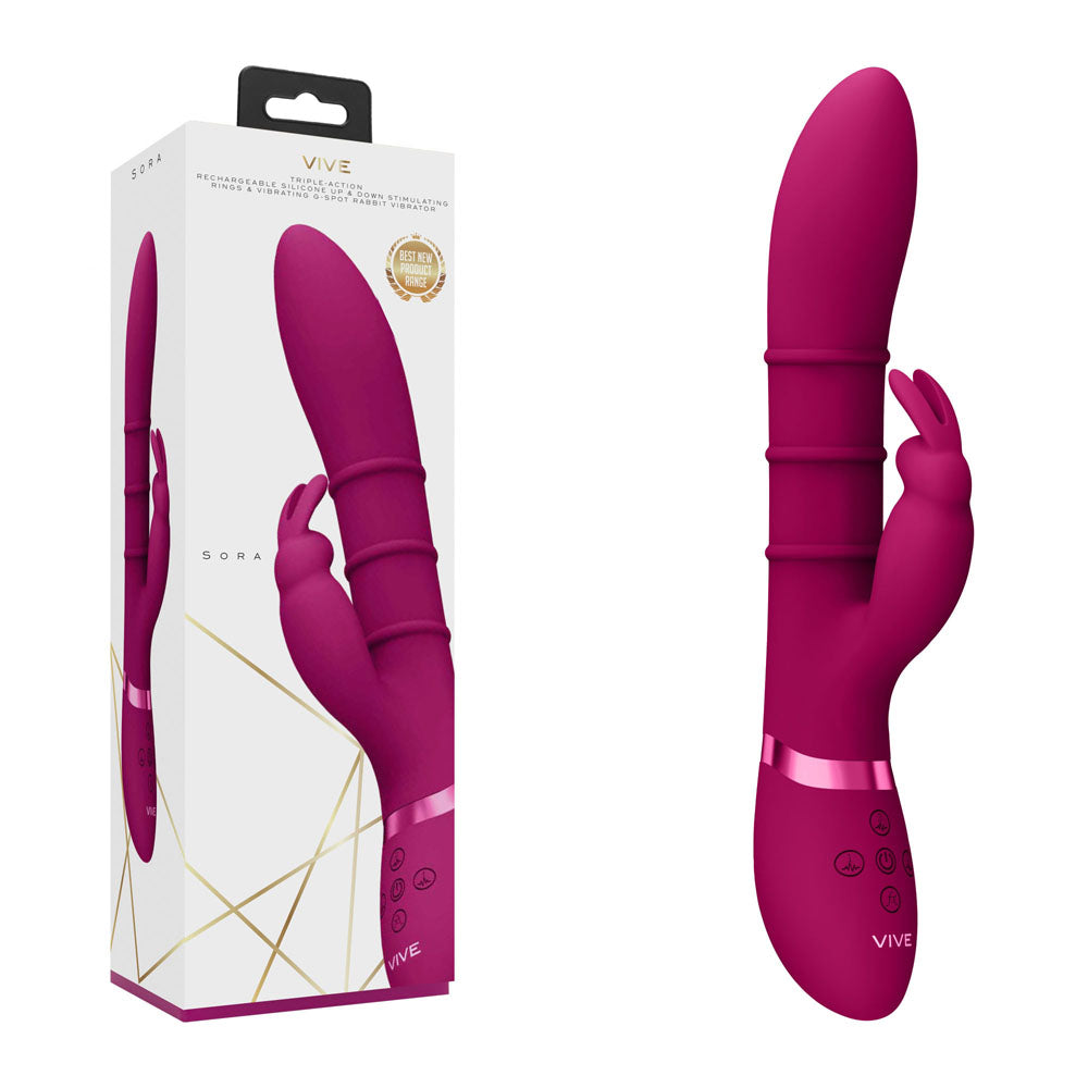 VIVE Sora - Pink - Pink 24.2 cm USB Rechargeable Rabbit Vibrator