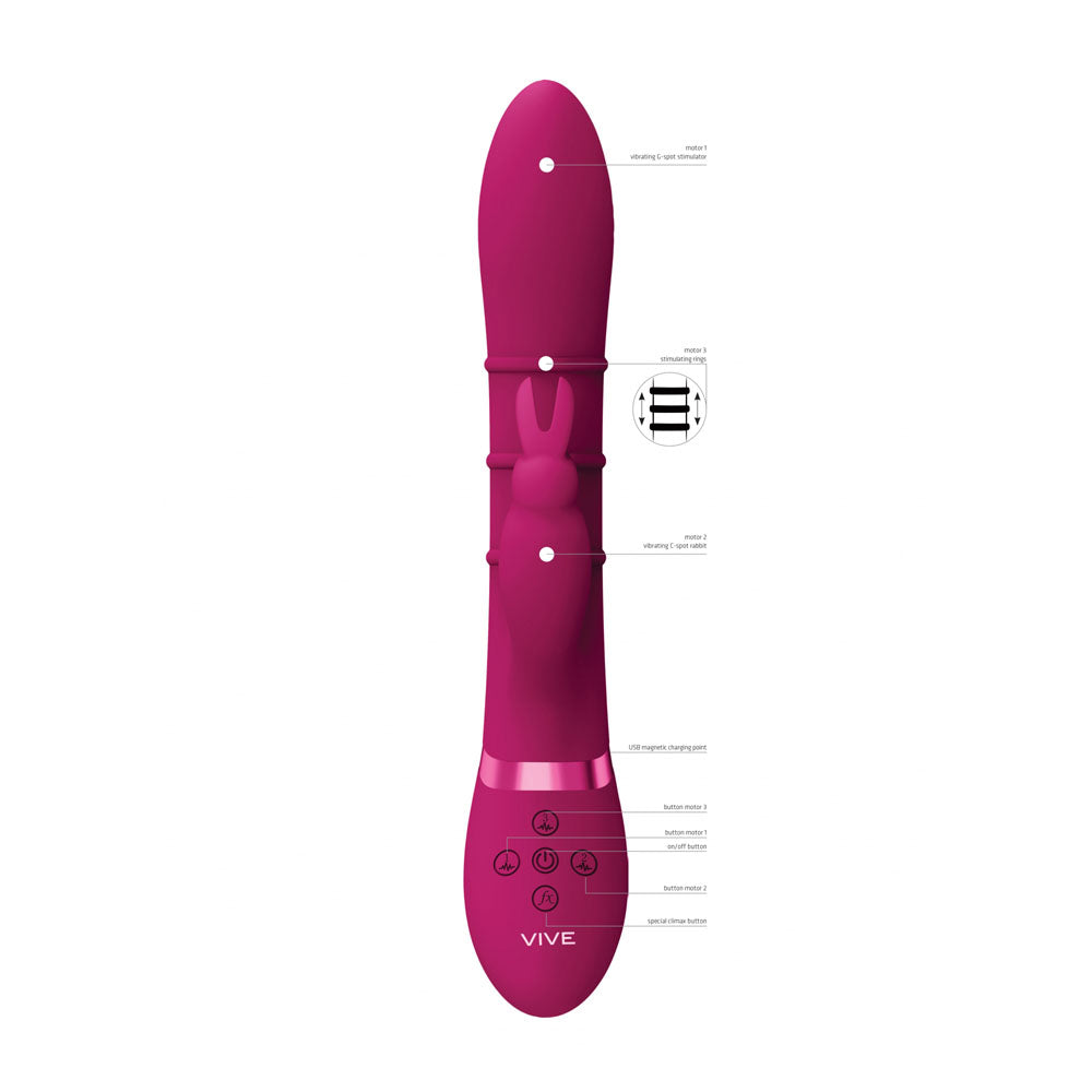 VIVE Sora - Pink - Pink 24.2 cm USB Rechargeable Rabbit Vibrator