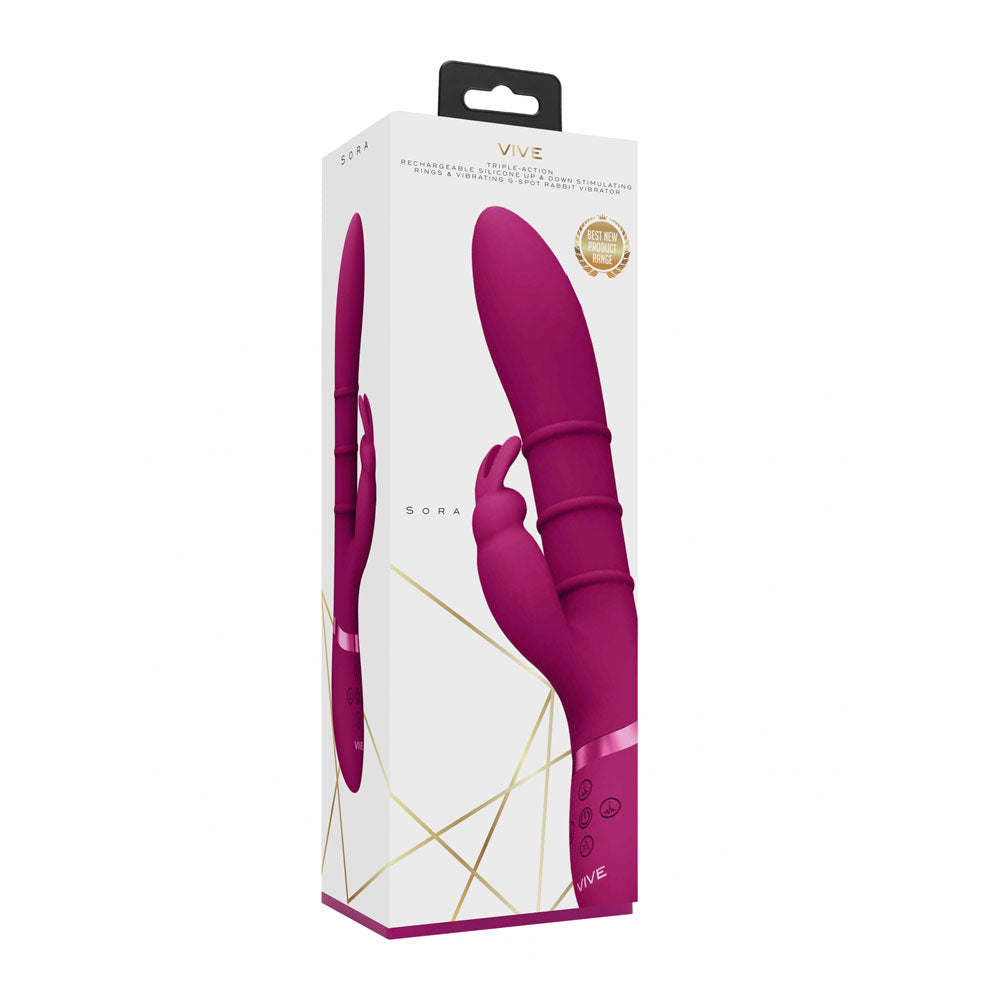 VIVE Sora - Pink - Pink 24.2 cm USB Rechargeable Rabbit Vibrator