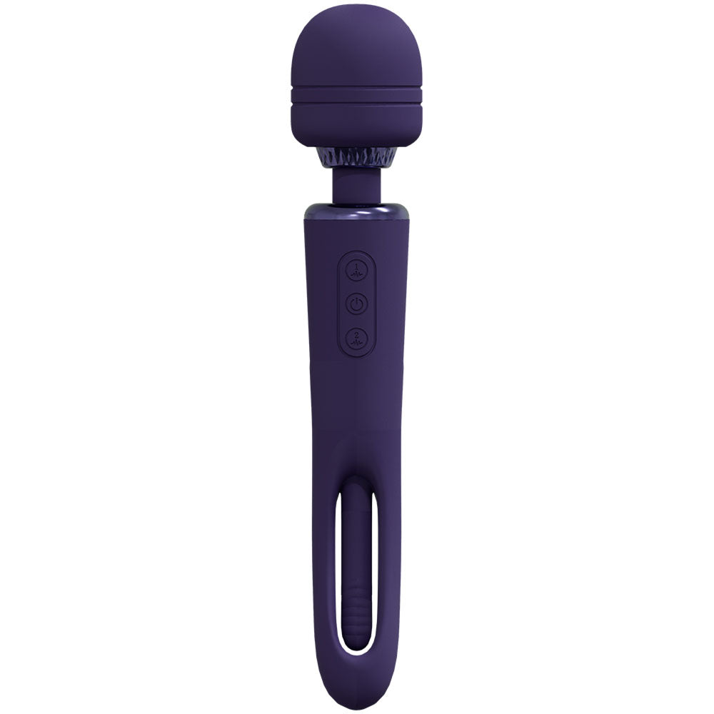 VIVE Kiku - Purple - Purple 25.2 cm USB Rechargeable Dual End Massage Wand with Flapping Tip