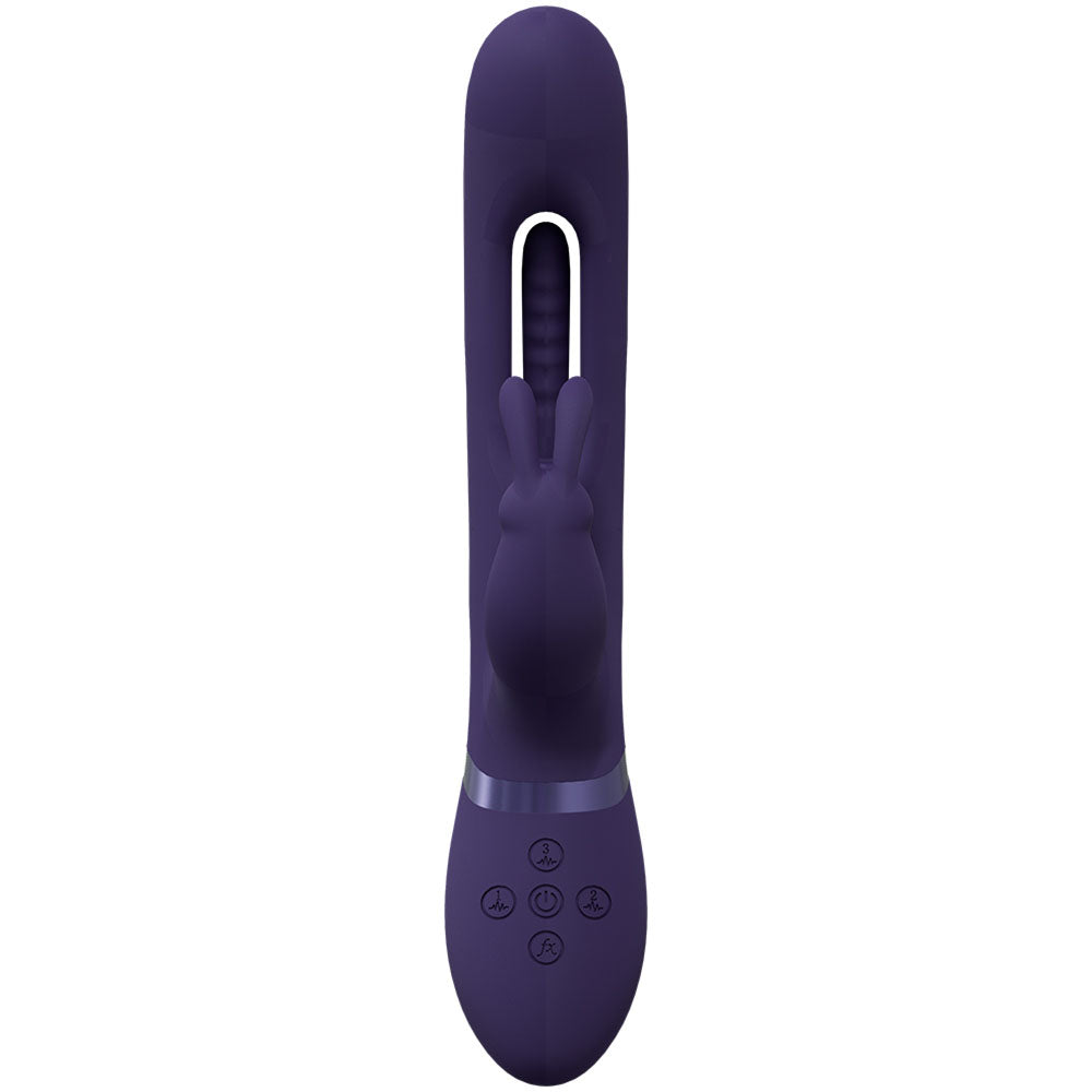 VIVE Mika - Purple - Purple 23.2 cm USB Rechargeable Rabbit Vibrator with Flapping Shaft