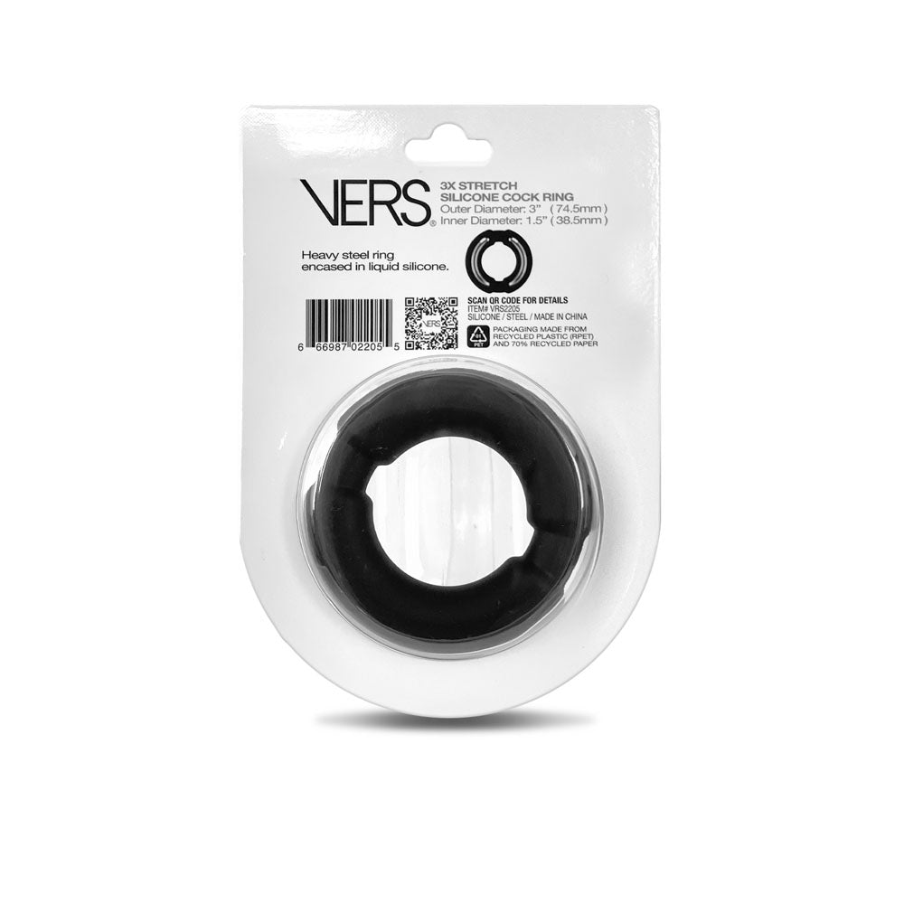 VERS Liquid Silicone Weighted Steel Core C-Ring - Black