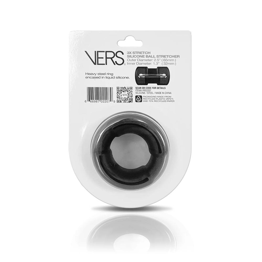 VERS Liquid Silicone Black Ball Stretcher Ring with Steel Core