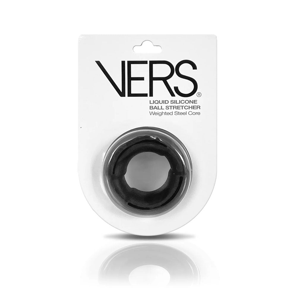 VERS Liquid Silicone Black Ball Stretcher Ring with Steel Core