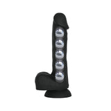 VERS Liquid Silicone Suction Dildo - Black 20 cm Dong with Internal Steel Balls