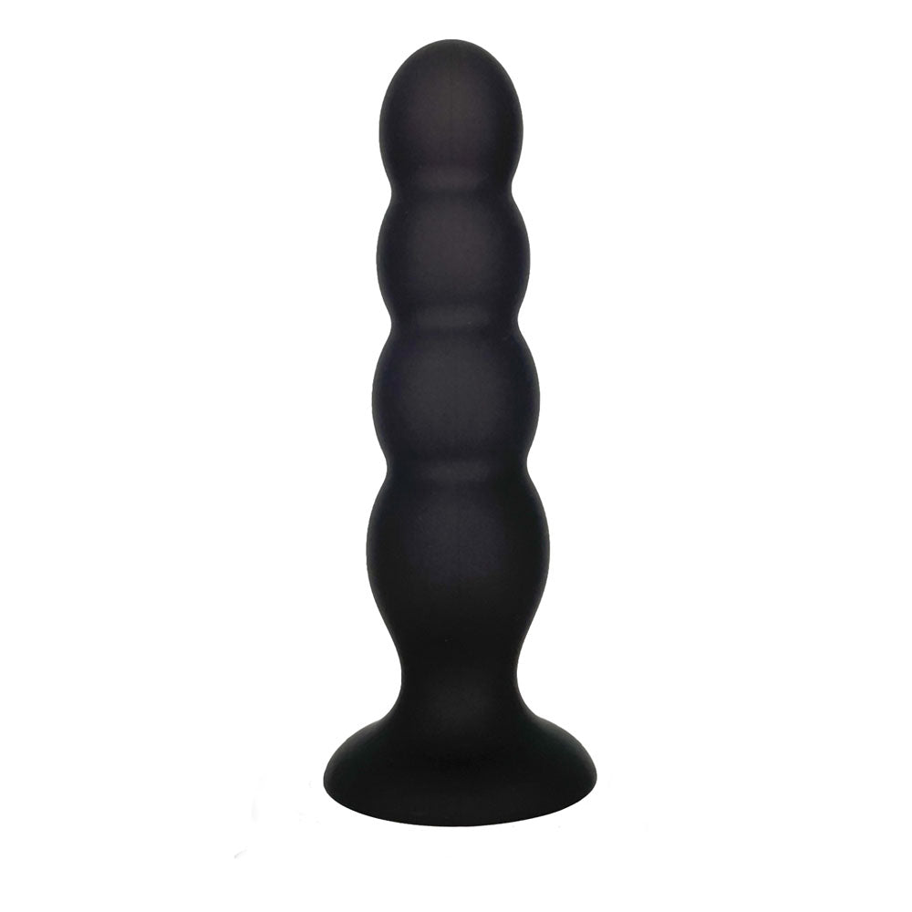 VERS Liquid Silicone Suction Plug - Black 16.5 cm Butt Plug with Internal Steel Balls