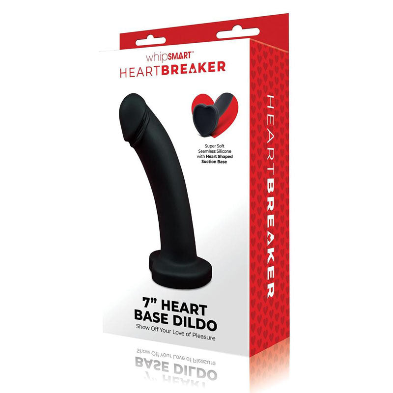 WhipSmart Heartbreaker 7'' Heart Base Dildo - Black 17.8 cm Dong with Heart Shaped Base