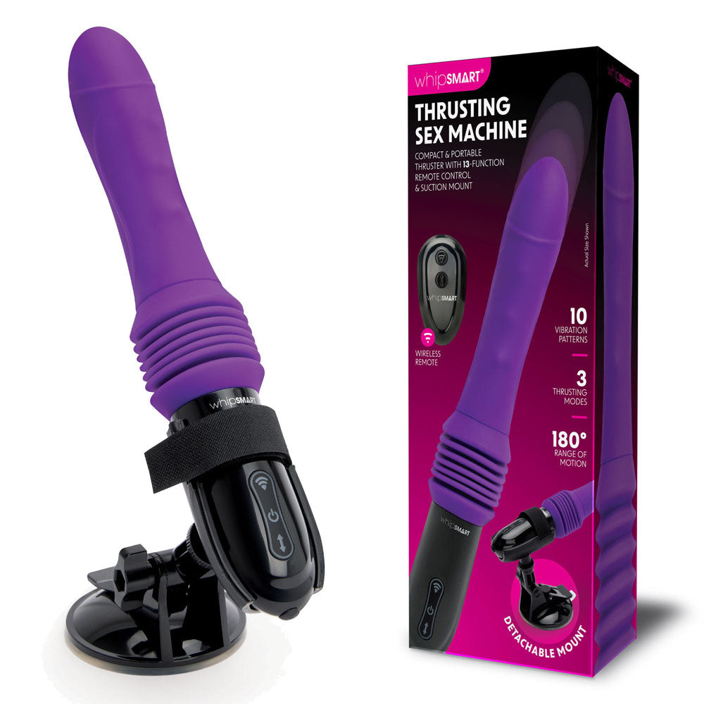 WhipSmart Thrusting Sex Machine - Purple 23 cm USB Rechargeable Thrusting Vibrator with Suction Mount