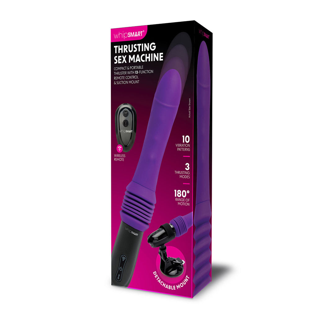 WhipSmart Thrusting Sex Machine - Purple 23 cm USB Rechargeable Thrusting Vibrator with Suction Mount