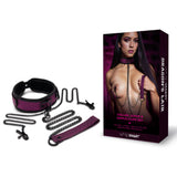 WhipSmart Dragons Lair Collar, Leash & Nipple Clips Set - Purple/Black Restraints