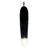 WhipSmart Furry Tales 14 Inch Black Fox Tail - Metal 6.3 cm Butt Plug with Black Fox Tail