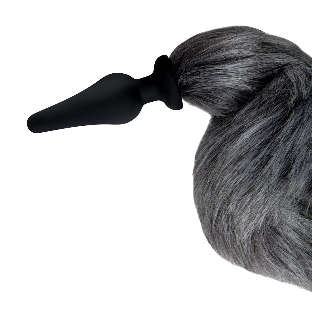 WhipSmart Furry Tales Foxtail Furry Play Set - Grey Foxtail Butt Plug & Furry Ears Set