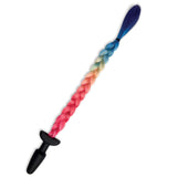 WhipSmart Furry Tales Silicone Rainbow Tail - Black 8.9 cm Butt Plug with Rainbow Tail