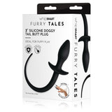 WhipSmart Furry Tales 3'' Silicone Doggy Tail Butt Plug - Black 7.6 cm Butt Plug with Doggy Tail