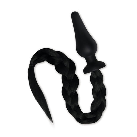 WhipSmart Furry Tales 4 Inch Silicone Pony Tail Butt Plug - Black 10.1 cm Butt Plug with Black Pony Tail