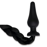 WhipSmart Furry Tales 4 Inch Silicone Pony Tail Butt Plug - Black 10.1 cm Butt Plug with Black Pony Tail