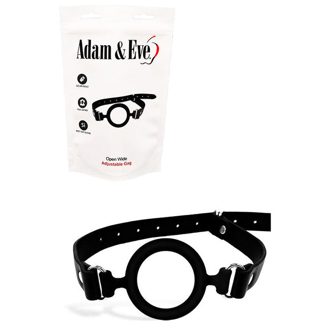 Adam And Eve Open Wide Black Adjustable Mouth Restraint - BONDAGE - TOYS