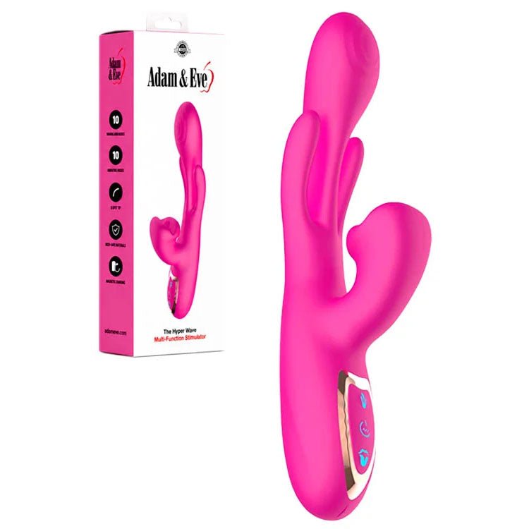 Adam And Eve The Hyper Wave Pink USB Rechargeable Rabbit Vibrator - VIBRATORS